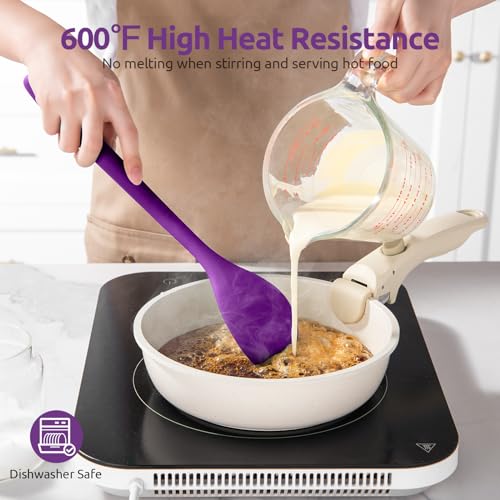 Image of U-Taste Silicone Cooking Spoon, 13.3 inch Long Large Mixing Spoon, Purple