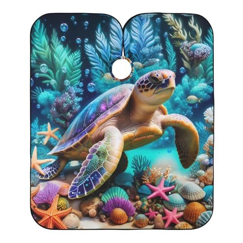 Hezely Sea Turtle Hair Dye Cape, Barber Cape for Adults,Waterproof Salon Cape,Waterproof Hairdressing Styling Hair Cutting, 65