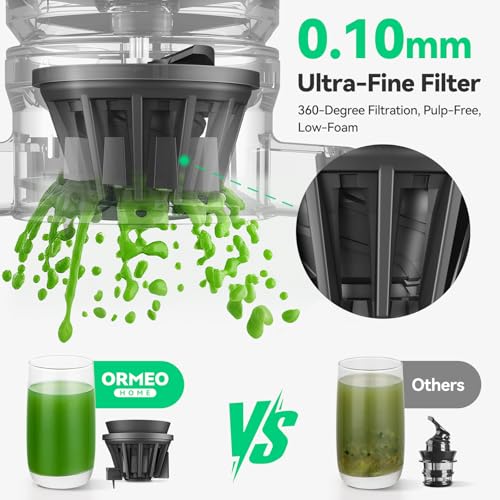 Cold Press Juicer, ORMEO HOME Masticating Juicer Machines with 5.0"Large Feed Chute Fit - image 3