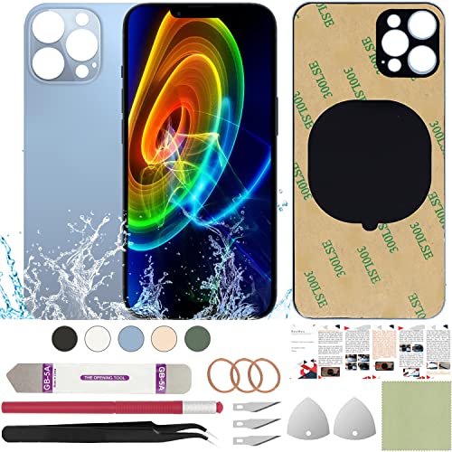 ReuWeu Rear Back Screen Glass Cover Replacement Compatible with iPhone 13 Pro Max 6.7(Blue)