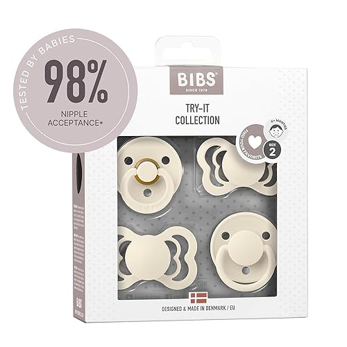 Miniatura 8 de BIBS Colección Try-It | Paquete de 4 chupetes | Pezón redondo, anatómico y simétrico sin BPA, látex de goma natural y silicona, fabricado en