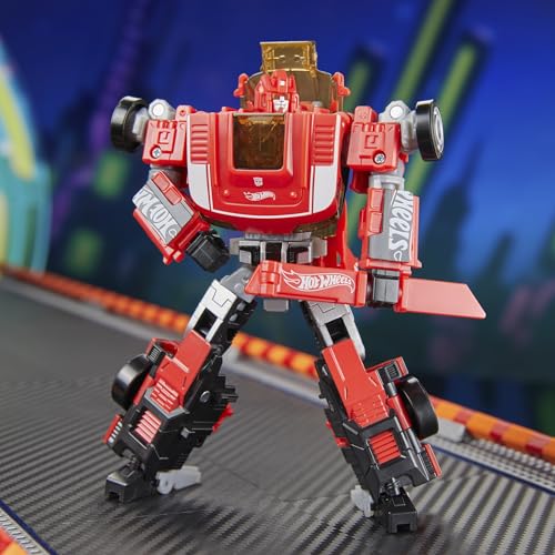 Miniatura 10 de Transformers Collaborative, Hot Wheels, Gt-Scorcher, Figura Robot Deluxe Class De 12,5 Cm, Se Convierte En Coche De Carrera, A Partir De 8 Años
