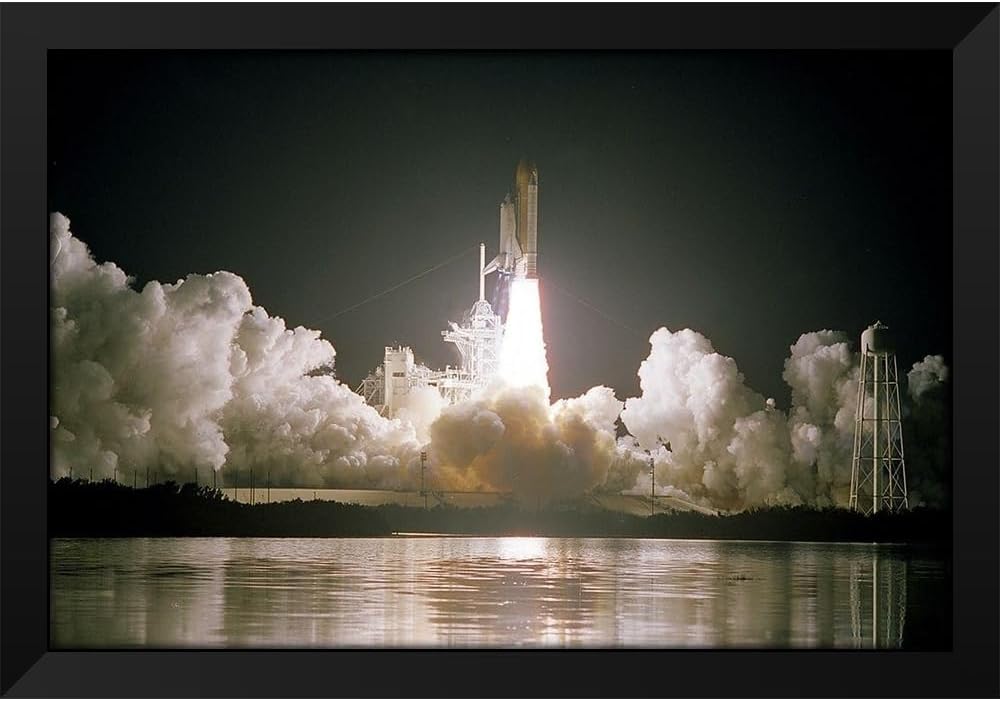 ArtDirect - NASA 18x13 Black Modern Framed Art Print Titled: The Space Shuttle Discovery Launch 1999