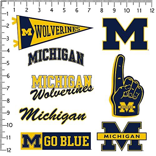 Image of University of Michigan 8ct Vinyl Sticker Pack - Large Waterproof Decals for Laptops, Water Bottles, Tablets, Scrapbooks, Vehicles & More - Officially Licensed Wolverines Designs