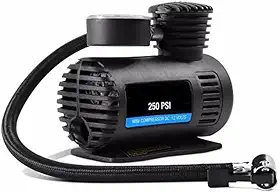 Compressor de Ar Pneu 12v Marcador Pressão Manômetro Carro Vazão 15L Mini Portátil 250 psi 3 Bicos