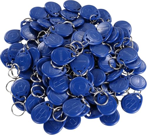 UHPPOTE Proximity 125KHz RFID EM-ID Card Keyfob for Door Access Control - Read Only - Color Blue - 100 Pack