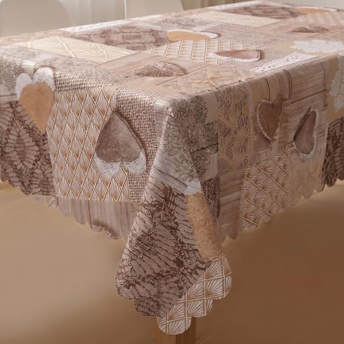 Image of Dakshya Industries PVC Waterproof Dining Table Cover 54x78 Inch for 6 Seater | Floral Printed Washable Oilproof Dustproof Table Cloth for Home Kitchen Dining Table (Diamond Glow)