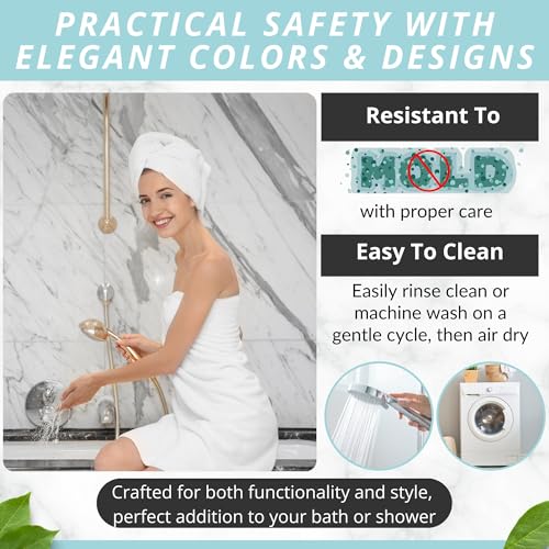 Image of ENKOSI Bath Mat - Large Non Slip Bathtub & Shower Mat - Extra Long 40 X 16 Inch Bathroom Mats for Tub Nonslip Anti Slip Bathmats (40X16 White 1-Pack)