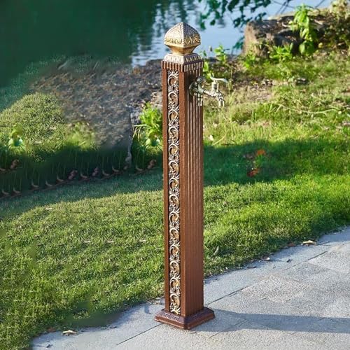 Snaweo Outdoor Vintage Vertical Garden Water Column, Freestanding Square Garden Water Column, Antifreeze Faucet Water Dispenser Hydrant for Farm Backyard(Brass A)