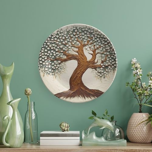 Plato decorativo de porcelana 6 pulgadas con diseño de árbol miniatura 5