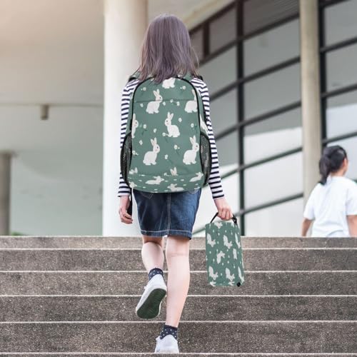 Sac à dos rétro lapin fleur garçons filles ensemble scolaire Mnsruu - 7