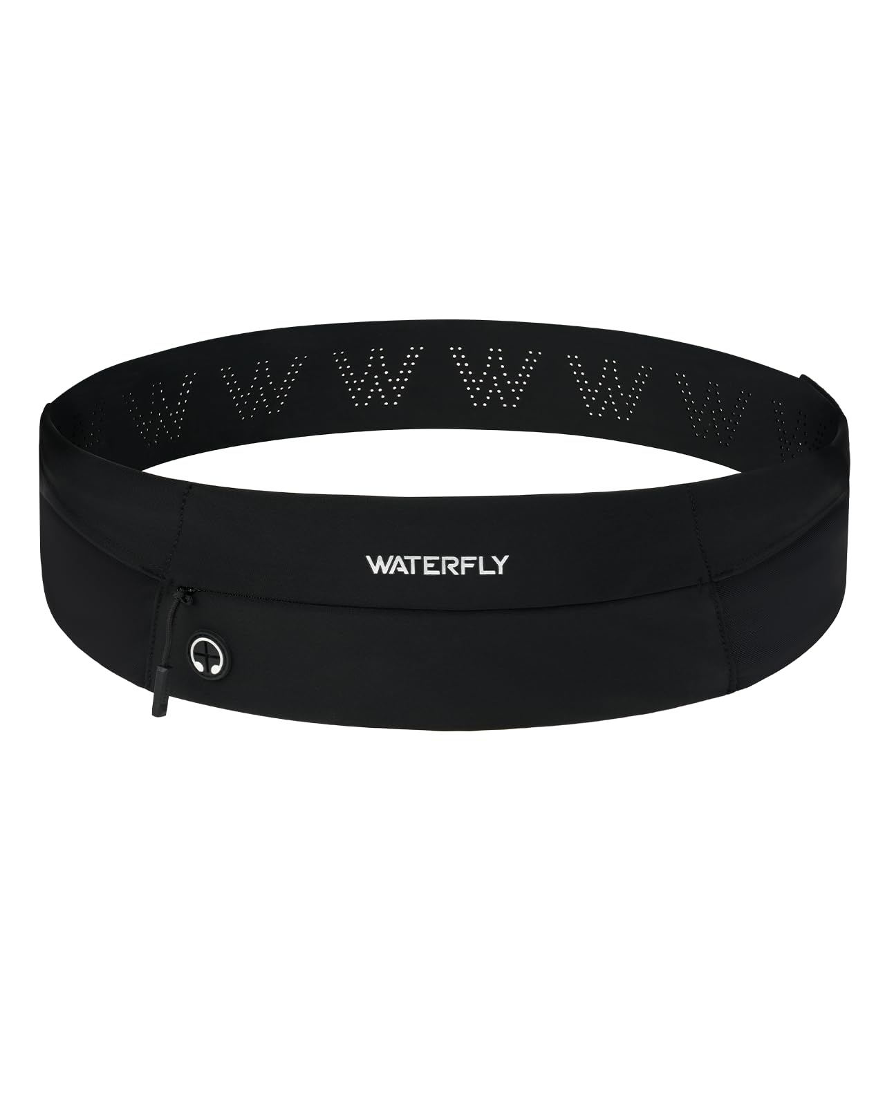 WATERFLY Running Belt Fanny Pack: Slim Waist Bag for Men Women, Workout Fitness Phone Holder for Exercise Marathon Jogging-Black