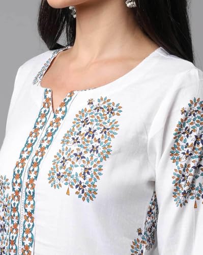 Image of Tee Projekt Women's Cotton Blend Sweetheart Neck Straight Kurta Pant with Dupatta Set