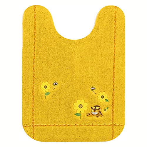 センコー となりのトトロ 花のバス停 ロング トイレマット 約80×60cm イエロー キャラクター ネコバス ジブリ 19753