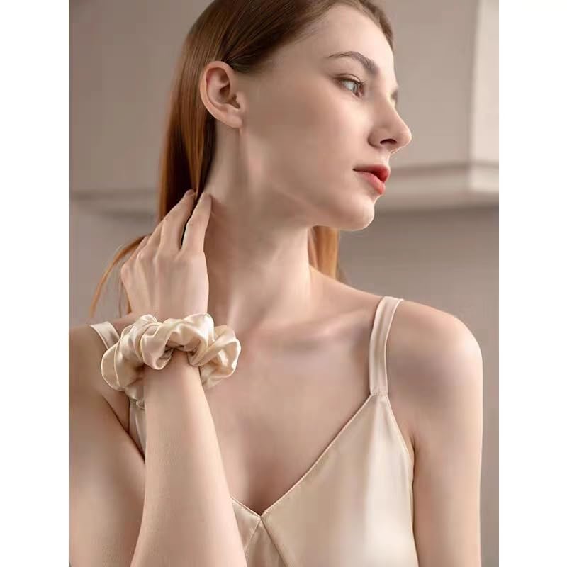 Miniatura 3 de Lazos de seda de morera para el cabello, paquete de 2 coleteros grandes de seda para mujer, accesorios para el cabello sin daños