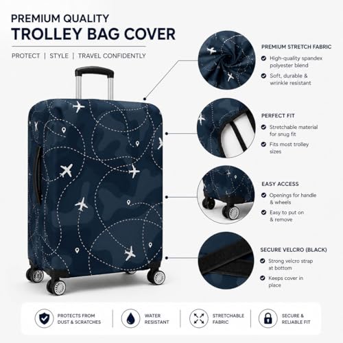 Image of Printed Luggage Cover for Traveling Bag & Suitcase - Stretchable & Scratchproof Trolley Protector with Velcro Lock & Lightweight Washable Material(Suitcase Not Included, Only Cover in Product)
