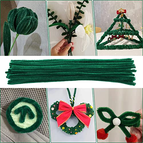 Veroave 60 Pieces Green Pipe Cleaners - Pipe Cleaners Chenille Stem,Bulk Art & Craft Pipe Cleaners for Christmas Craft and Creative Home Decoration