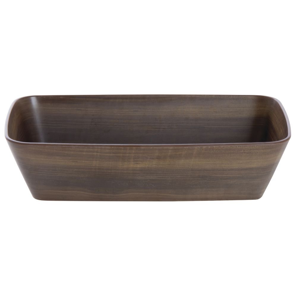 Serving Bowl Dark Brown Wood Bowl Soft Square - 12 1/2"L x 7"w x 3 1/5"H by HUBERT – Melamine, Brown, Model M2341-DK WOOD