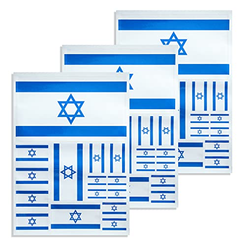 Image of CANTENDO 3Pack Israel Flag Decal - Israel Flags Reflective Vinyl Car Stickers - for Car Window Bumper Waterproof Sticker (12 x 8.5 Inch)