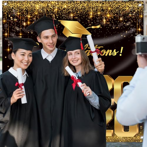 Fondo fotográfico graduación 6x6 pies negro y dorado miniatura 4