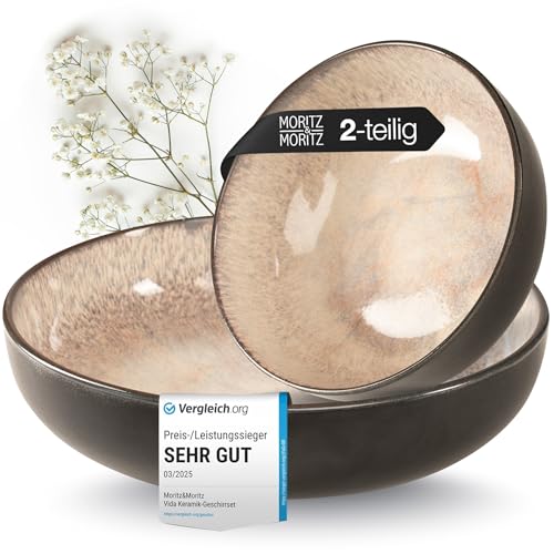 Moritz & Moritz VIDA Servierschalen Set Beige - 2x Große Schalen aus...