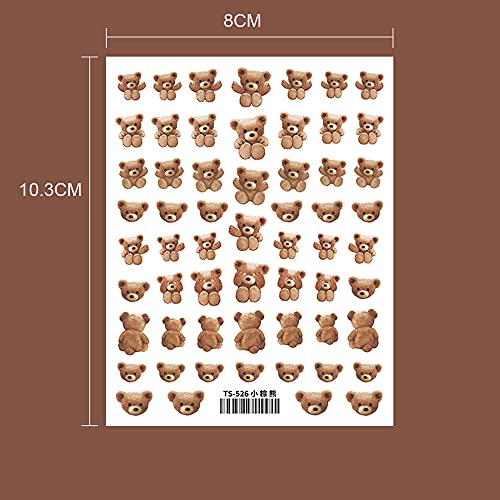 Lovely Bear Nail Art Stickers Teddy Bear Nail Decals Self Adhesive 3D Nail Art Stickers Thin Tough Diy Nail Art Sticker For Women Girls #TOP1