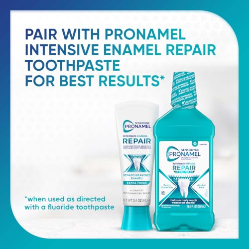 Image of Sensodyne Pronamel Intensive Enamel Repair Alcohol-Free Mouthwash to Help Actively Repair Enamel and Protect Against Cavities, Extra Fresh, 16.9 fl oz (3 Pack)