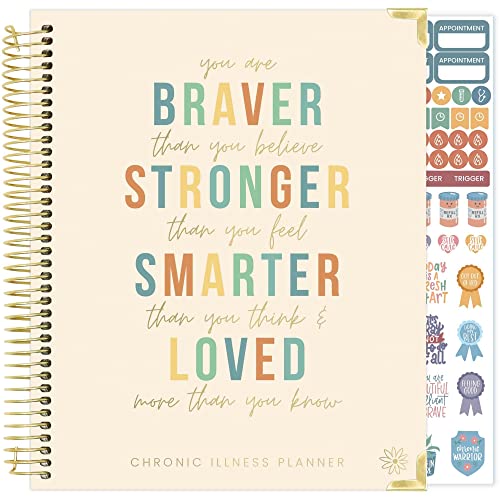 bloom daily planners Undated Chronic Illness Planner & Medical Journal - 12 Month Pain & Symptom Tracker, Mood & Medication Log, Appointment Organizer (7” x 9”)- You Are Stronger Than You Think