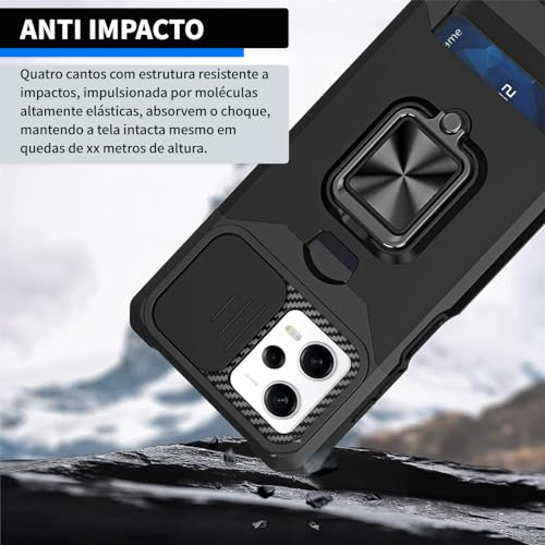 Capa case antichoque para Xiaomi Redmi Note 12 4G Capinha anti impacto com porta cartão, protetor de