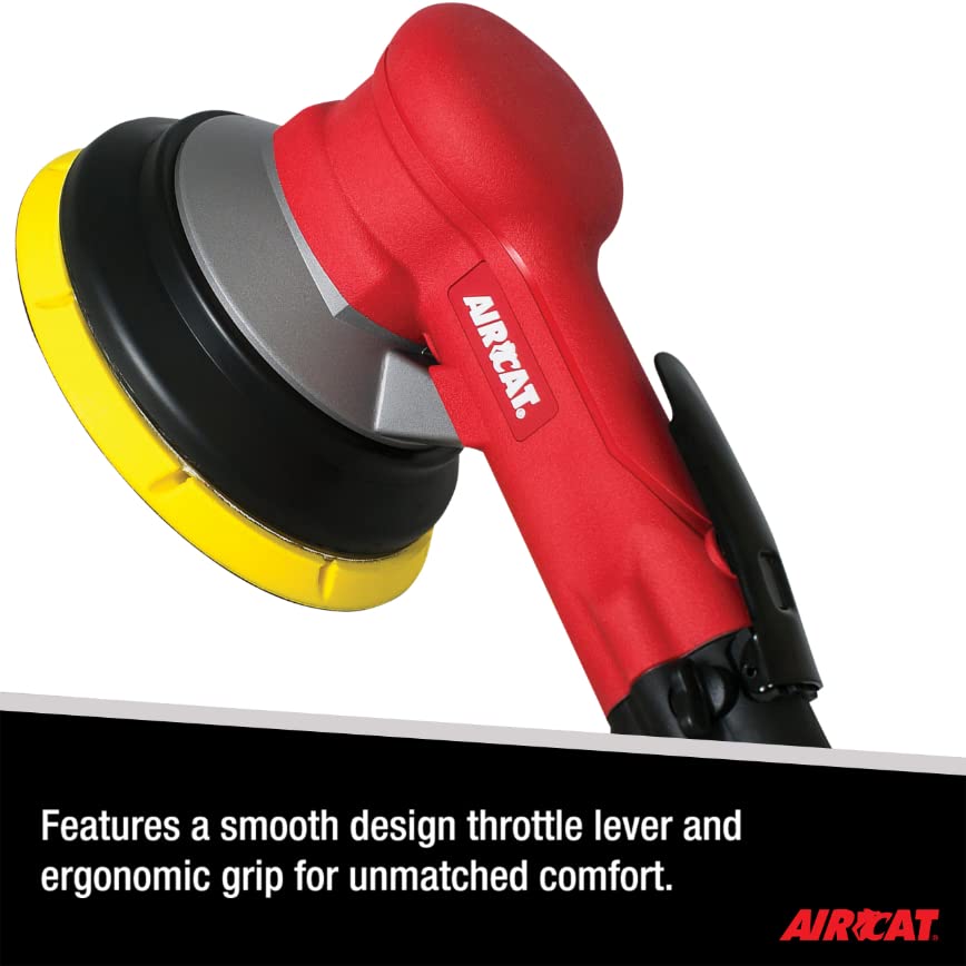 AIRCAT Pneumatic Tools 6700-6GCV: Central Vac Geared Planetary Motion Sander 900 RPM, Red/Black, 6-inch - Image 3