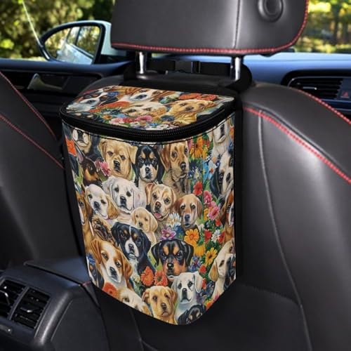 Image of DISNIMO Kawaii Puppy Dog Car Trash Can Easy-to-Install Car Accessory Interior, Leak-Proof Car Garbage Can Bin Organizer Storage Bag for the Back Seat of Any Cars, Sedans, SUVs & Trucks