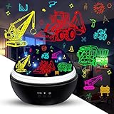 Car Night Light Projector for Kids Truck Toys for Boys, 360 Degree Rotation Baby Night Lights with C