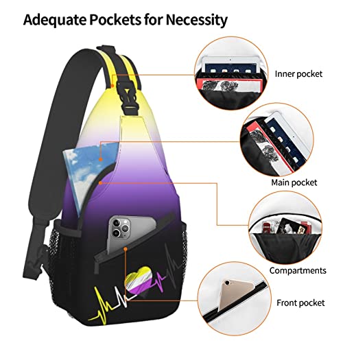 Nonbinary Pride Flag Sling Backpack Multipurpose Chest Bag Hiking Travel Daypack Crossbody Shoulder Bag Outdoor4