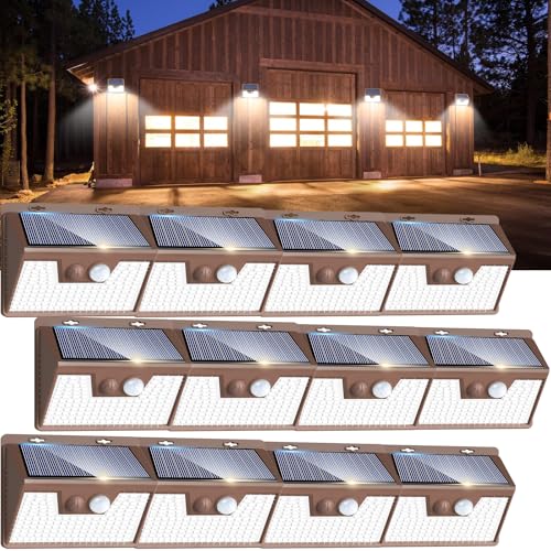 Peasur Solar Lights Outdoor Waterproof [12 Packs/140 LEDs], 3 Lighting Modes Solar Motion Sensor...