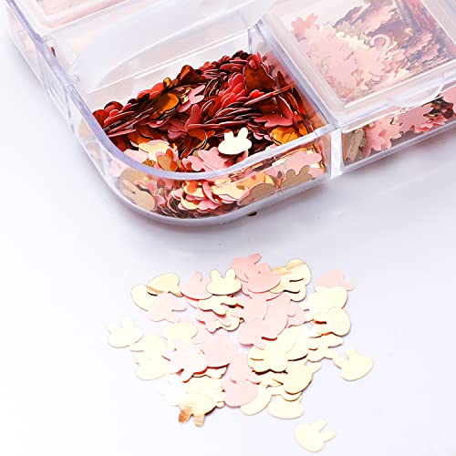 Nail Glitter Sequins, Gold Pink Butterfly Nail Glitter Flakes Cherry Blossoms Flowers Heart Nail Sticker Holographic Nail Art Glitter For Make Up Diy Nail Decoration Nail Art Supplies #TOP3