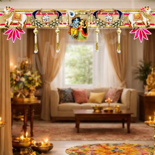 Image of Divyakosh Festive Dcor Toran for Main Door Entrance - 40 Inch|Bandhanwar for Diwali & Weddings |Door Hanging Garland for Home |Artificial Garland for Mandir, Temple Decoration Items