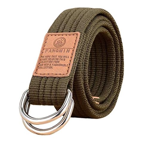 Canvas Belt Military Style Double D-ring Buckle Casual Breathable Webbing Belt for Unisex Cover