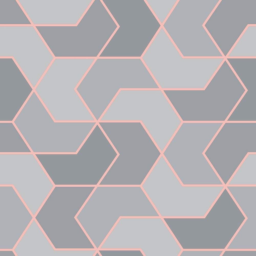 Rasch Rose Gold,Gold,Grey,Rose Portfolio 270334 Geometric Wallpaper - Grey/Rose Gold