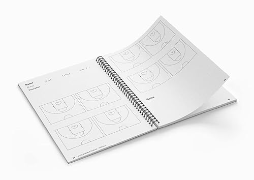 Miniatura 2 de Basketball Playbook by MVMT Sports. 380 court diagrams in a 5.82 x 8.26 inches planner for basketball coaches. Capture plays, drills and scouts.