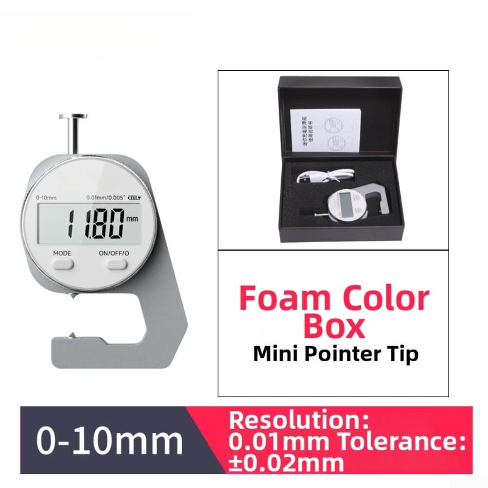 Medidor de espesor digital recargable 0.01mm Pantalla LCD de alta precisión para papel, cuero, metal, tubo, pared, placa de acero, aleación de aluminio, herramienta de medición portátil