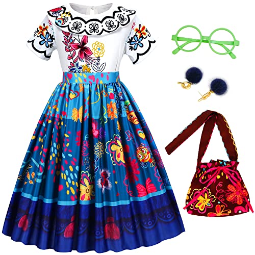 Disfraz Mirabel Encanto Disney para niña 9 Foierp Disfraz Mirabel Encanto Niña - Disfraz de Isabella Dibujos Animados con Bolsa de Mensajero, Vestido Princesa Niña para Halloween Cosplay Carnaval Fiesta Festival