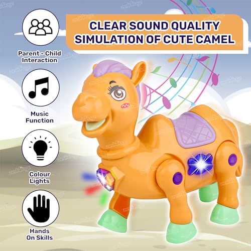Image of Zest 4 Toyz Musical Toy for Kids | Musical Camel Toy for Kids | Flashing Lights & Sound Toys | Interactive Baby Crawling Toy | Battery Operated Toys | Birthday Gift for Boys and Girls - Orange