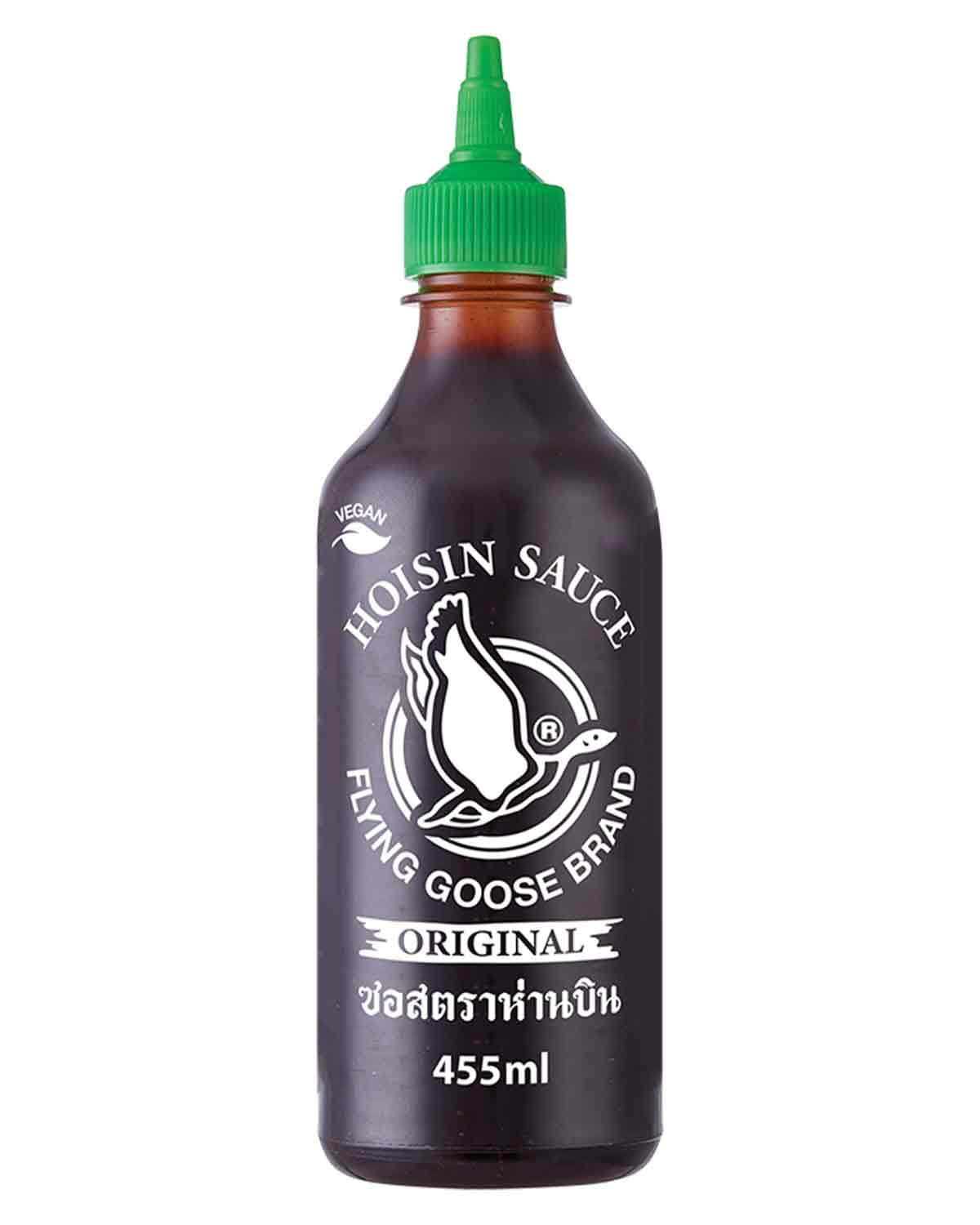 FLYING GOOSE Hoi Sin Sauce, pikant, grüne Kappe, kräftige Würzsauce aus Thailand, ideal für Fleischgerichte geeignet, 1 x 455 ml
