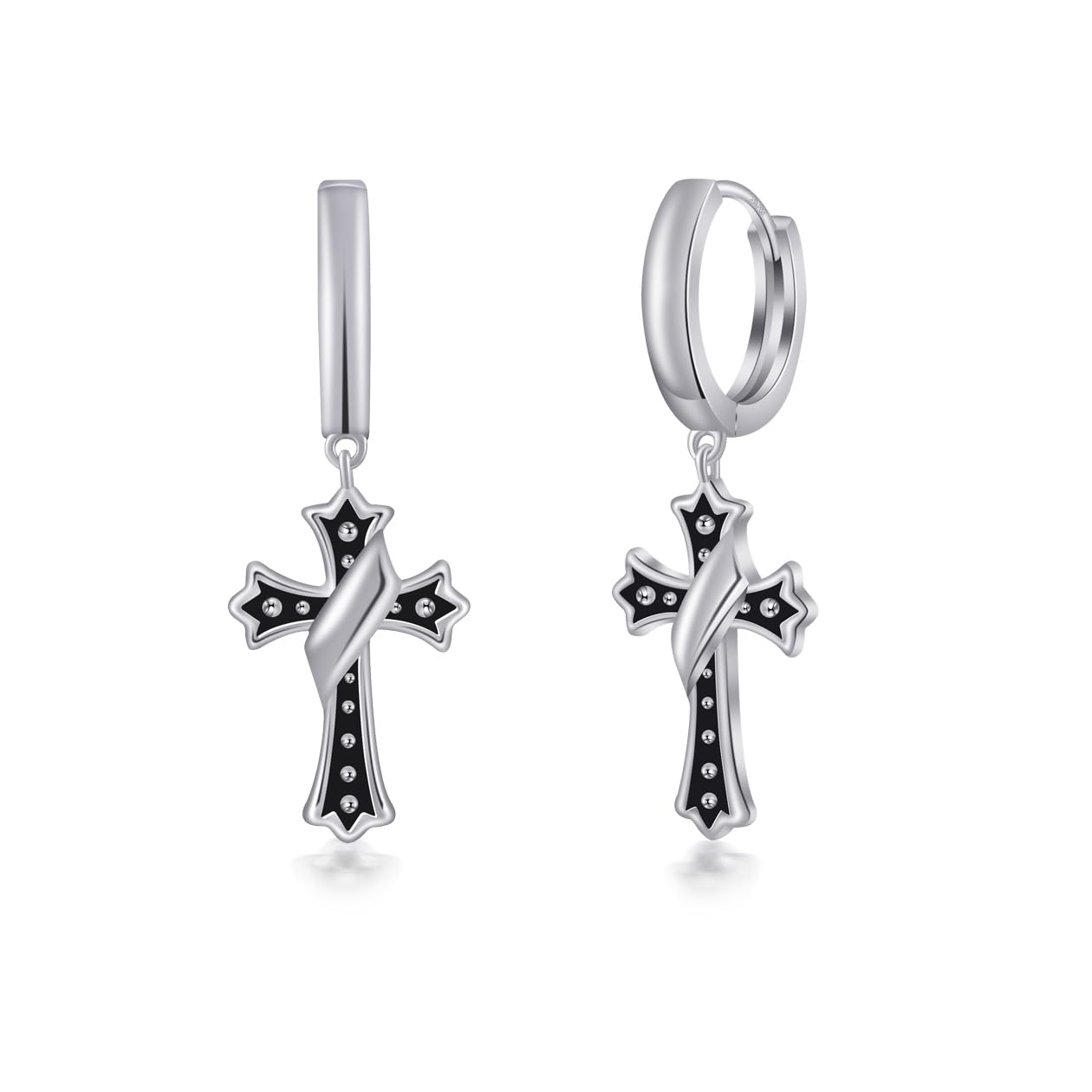 Orecchini Cerchio da Uomo con Neri Con Pendente a Croce Unisex Orecchini Pendenti per Regalo di Compleanno Delicati Gioielli