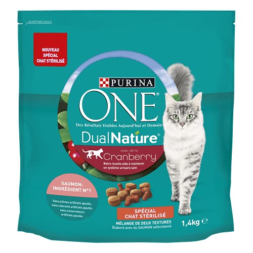 PURINA ONE® DualNature® avec de la Cranberry et du Saumon sélectionné Spécial Chat Stérilisé - 1,4kg - Croquettes pour Chats Adultes Cover