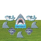 Big Dot of Happiness Shark Zone - Yard Sign and Outdoor Lawn Decorations - Jawsome Shark Party or Birthday Party Yard Signs - Set of 8