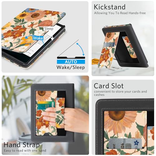 Image of CoBak Stand Case for 7 inch Kindle Paperwhite 12th Gen 2024 and Kindle Colorsoft with Hand Strap - Compatible with iPhone MagSafe, for Samsung /Belkin /Anker Wireless Charging Pads, Durable, Auto Sleep Wake