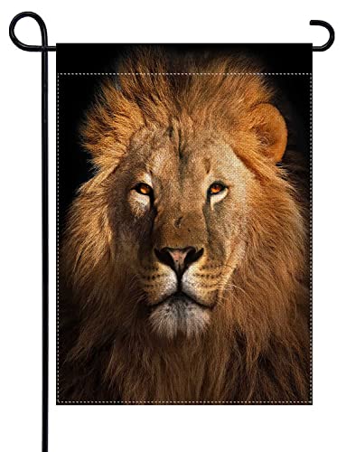 Uanvaha Lion Garden Flags Double Sided Brown Wild Animal Head Strength Africa Nature Small Flags For Yard Seasonal Lawn Decorations Outdoor 12.5X18 Inch #TOP16