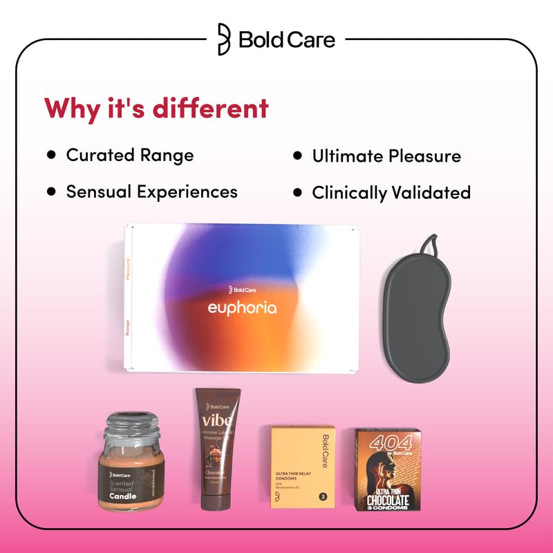 Image of Bold Care Euphoria Couples Kit for Date Nights | Condoms, Lube & Accessories for Memorable Moments | Fun Indoor Dates | Deeper Connections & Bonding | Gifting Set for him & her