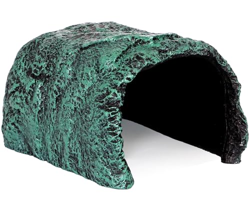 Reptile and Amphibians Rock Hide Cave - Climbing and Hiding Spots, Terrarium & Aquarium Decor, Perfect for Bearded Dragons,Lizards,Snakes,Turtles,Geckos,Frogs,Small Animals - Large Size